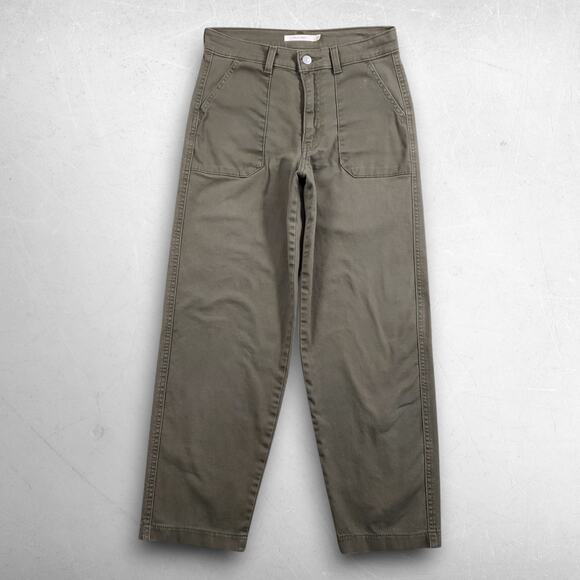 Levi's Pants - Levis Utility Chino Pants Women 25 Green Patch Pockets Stretch Slim Straight